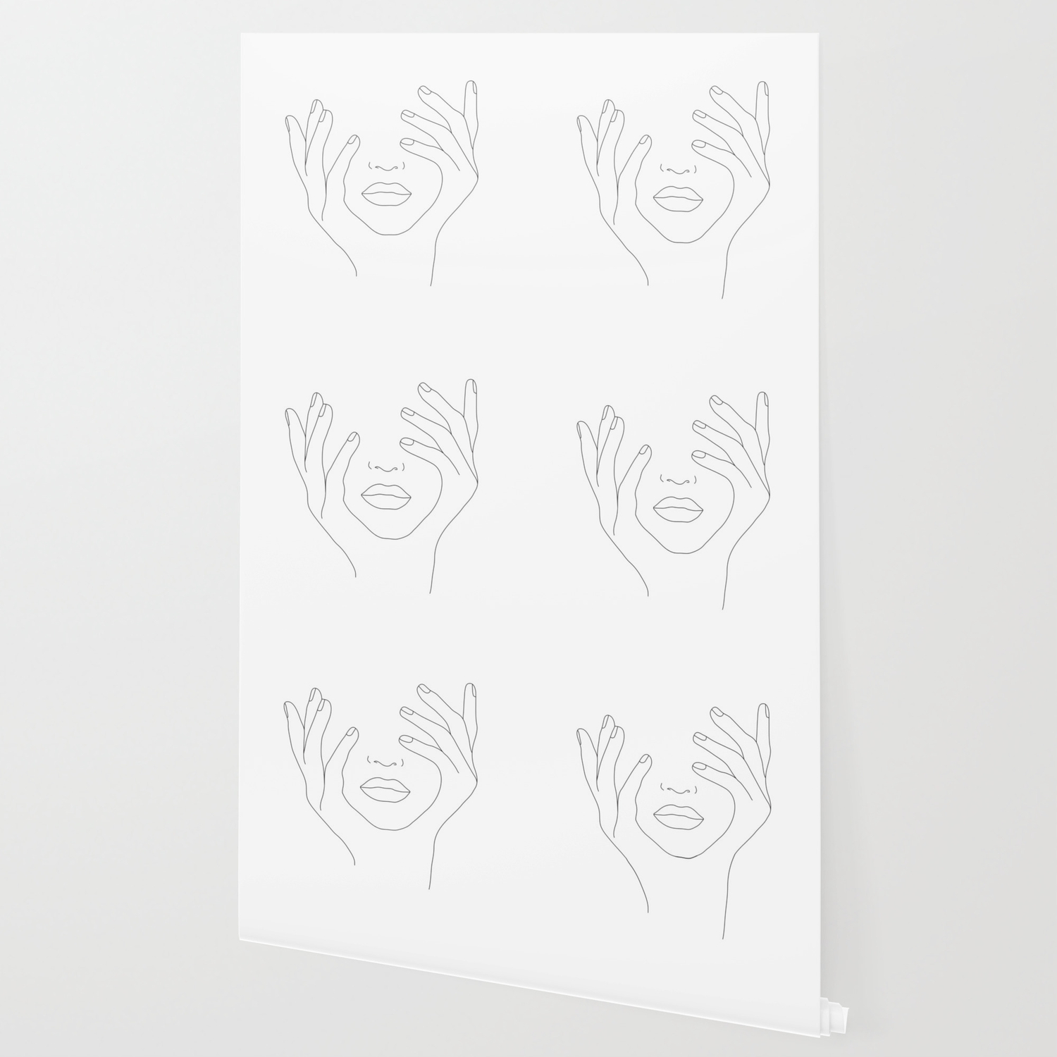 Minimal Line Art Woman With Hands On Face Wallpaper By Nadja1 Society6