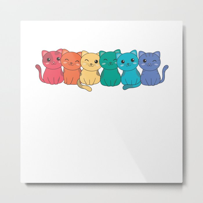 Rainbow Flag Gay Pride Lgbtq Cats Cute Cat Metal Print
