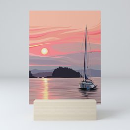 Smooth Sailboat Sunset Mini Art Print