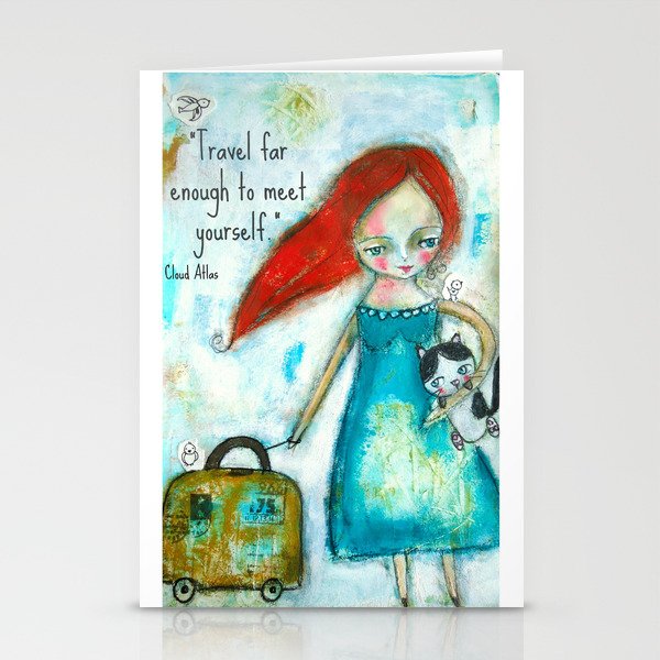 Travel girl quote Stationery Cards