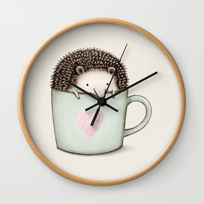 Hedgehog in a Mug Wall Clock