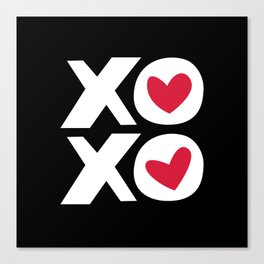 XOXO in Black and White with Red Heart Canvas Print