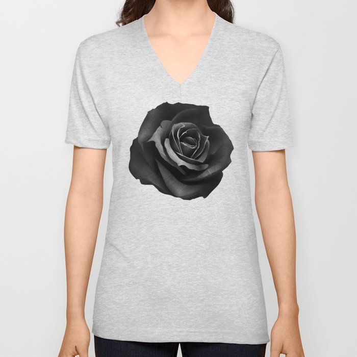 Fabric Rose V Neck T Shirt