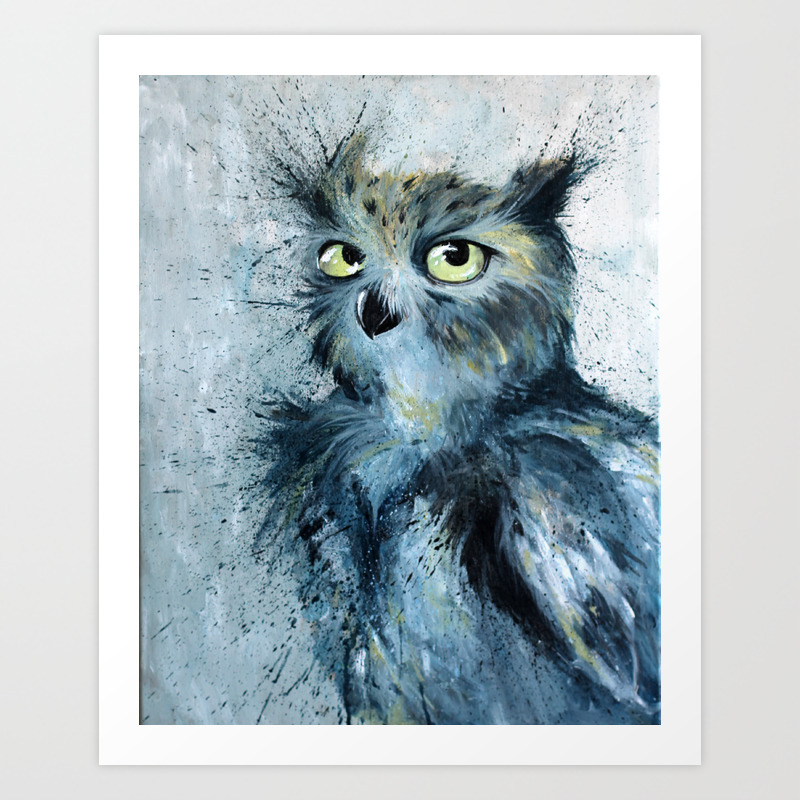 Blue Owl Painting Art Print By Studio817artwork Society6