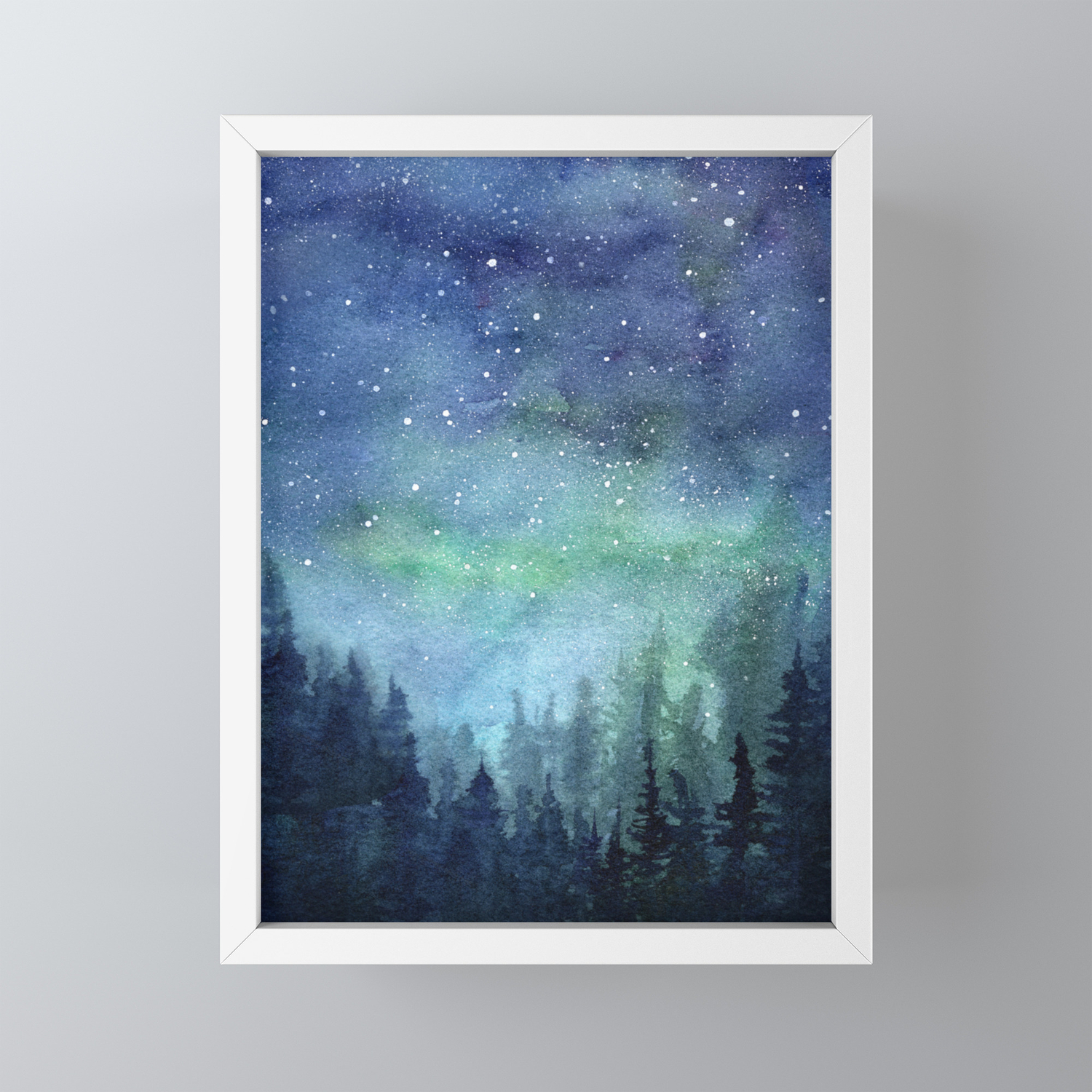 Watercolor Galaxy Nebula Northern Lights Painting Framed Mini Art Print By Olechka Society6