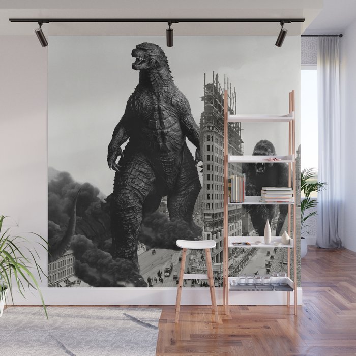 Godzilla and King Kong Visit The Flat Iron Building Wall Mural