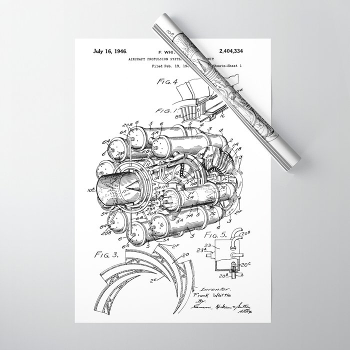 Jet Engine: Frank Whittle Turbojet Engine Patent Wrapping Paper