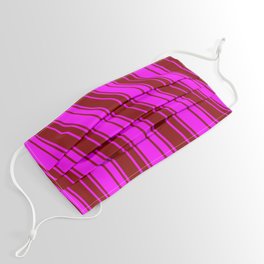 [ Thumbnail: Maroon & Fuchsia Colored Stripes/Lines Pattern Face Mask ]