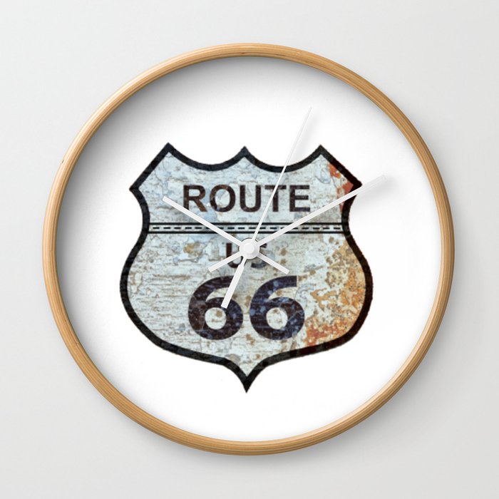Route US 66 - Classic Vintage Retro American Highway Sign Wall Clock