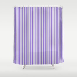 [ Thumbnail: Light Gray & Purple Colored Lines Pattern Shower Curtain ]
