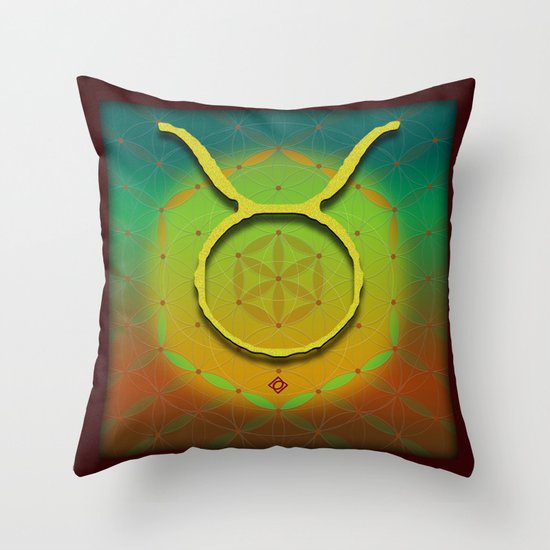 Flower of Life TAURUS Astrology Design Throw Pillow