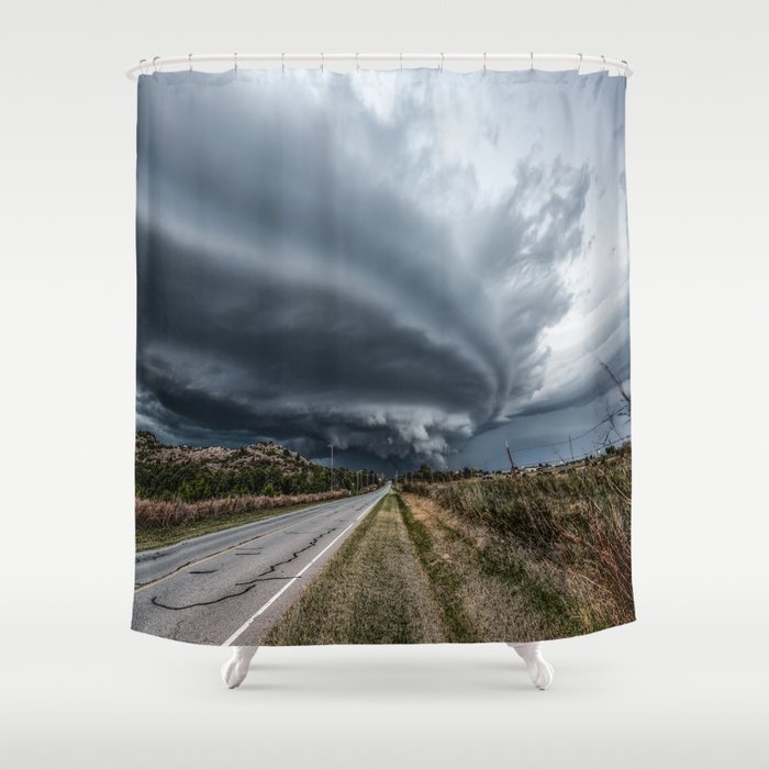 Mothership - Intense Autumn Storm Advances Over Oklahoma Plains Shower Curtain