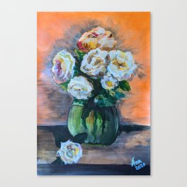 Ana's Vase of Roses Canvas Print