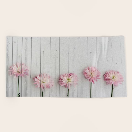 Pink Flowers Beach Towel