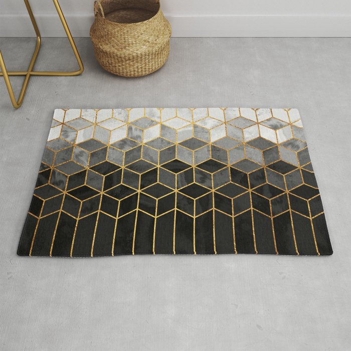 Black and White Gradient Cubes Rug