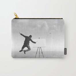 surreal black and white art painter drawing on a canvas Carry-All Pouch