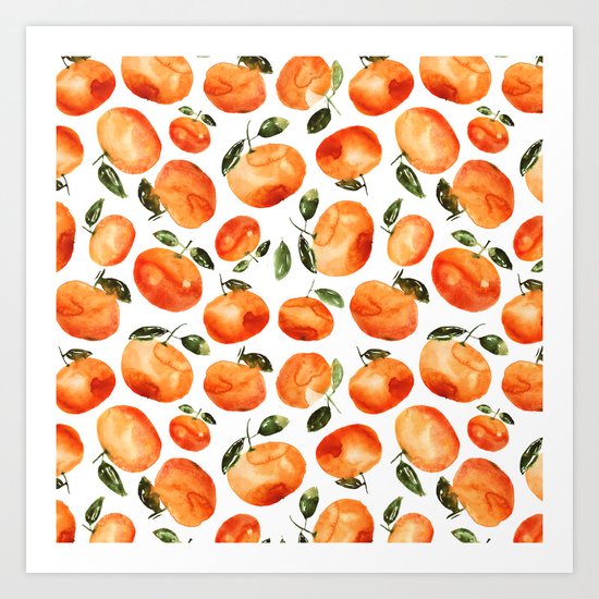 Watercolor tangerines Art Print