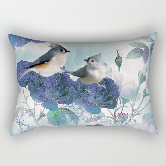 Cute birds with flowers Rectangular Pillow
