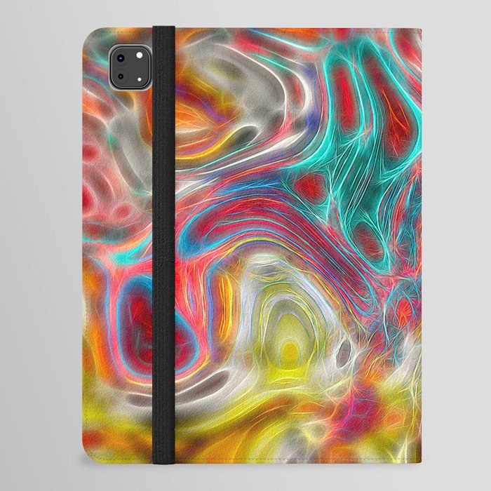 Surrealistic Psycho Abstraction In Neon Bright Colors iPad Folio Case