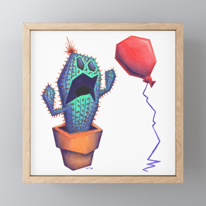 Scaredy Cactus Framed Mini Art Print