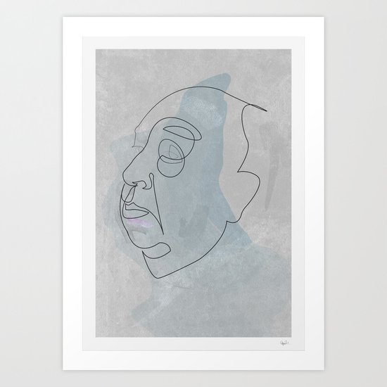 One line Hitchcok Art Print