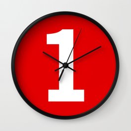 Number 1 (White & Red) Wall Clock