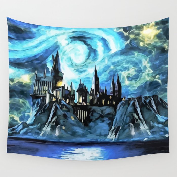 Starry night in H magic castle part 2 Wall Tapestry