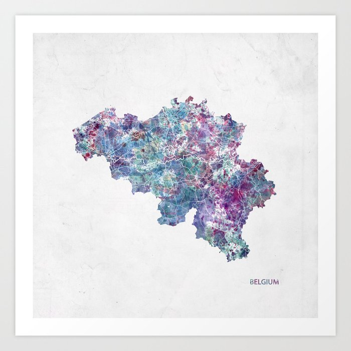 Belgium map Art Print