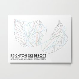 Brighton, UT - Minimalist Trail Art Metal Print | Abstract, Graphic Design, Vector, Illustration 