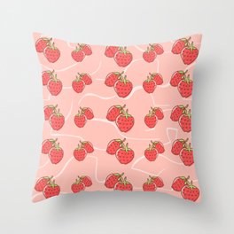 Cute Pink Strawberry Pattern Throw Pillow