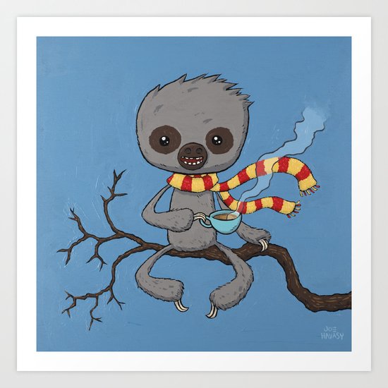 Sloth Drinking Tea Art Print