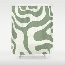 Earthy Abstract Wavy Sage Green Scandinavian Modern Pattern Shower Curtain