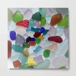 My Favorite colorful Pieces of Sea glass - Found in Staten Island, NYC Metal Print