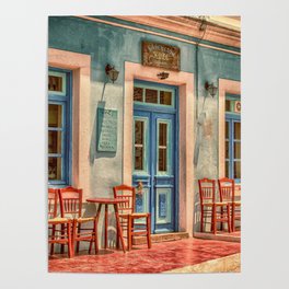 Pastel Cafe Peloponnese Greece Poster