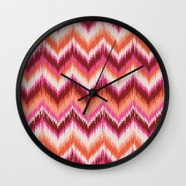 8-Bit Ikat Pattern – Pink & Maroon Wall Clock
