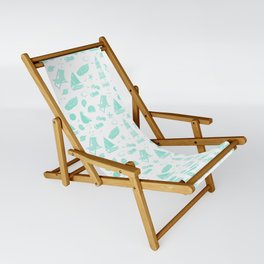 Mint Blue Summer Beach Elements Pattern Sling Chair