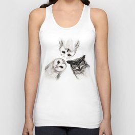 The Owl's 3 Unisex Tanktop | Drawing, Animal, Owl, Nature, Owls, Illustration, Ink Pen, Graphite, Curated 