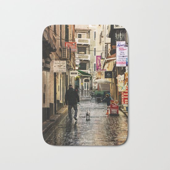 Walking the dog Bath Mat