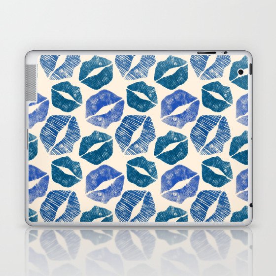 Pattern Lips in Blue Lipstick Laptop & iPad Skin