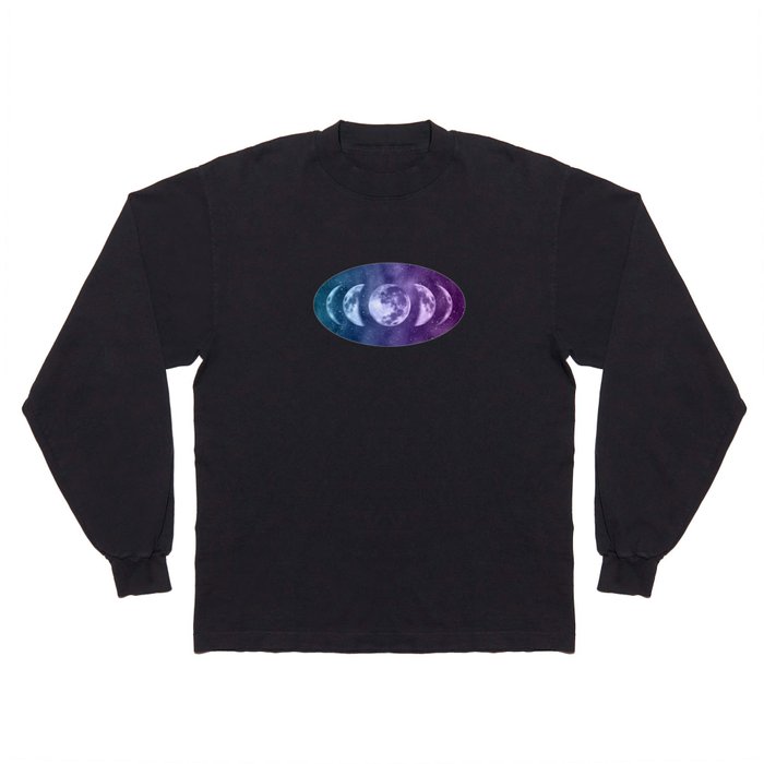 Lunar Moon Phases - Teal and Purple Long Sleeve T Shirt