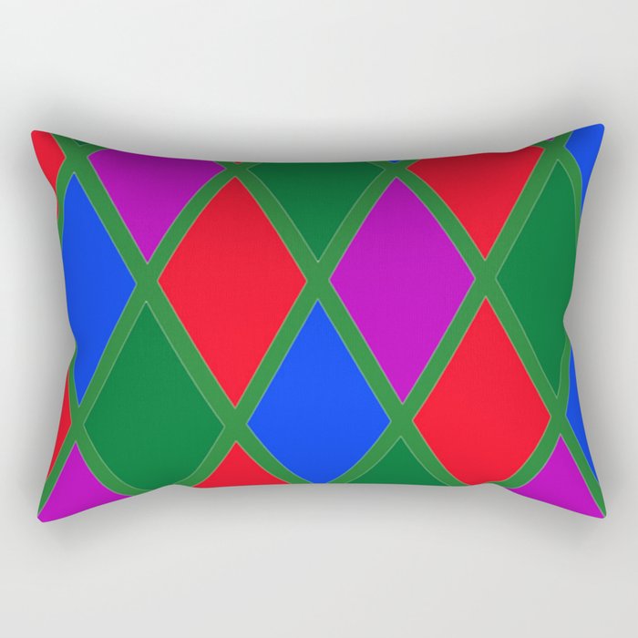 Red Green Blue and Purple Diamond Argyle Pattern  Rectangular Pillow