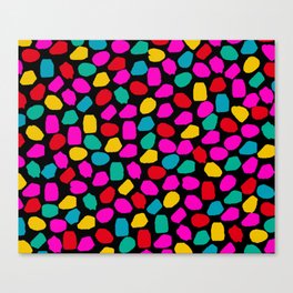 Ink Dot Colourful Mosaic Pattern Bright 80s Colours on Black Canvas Print