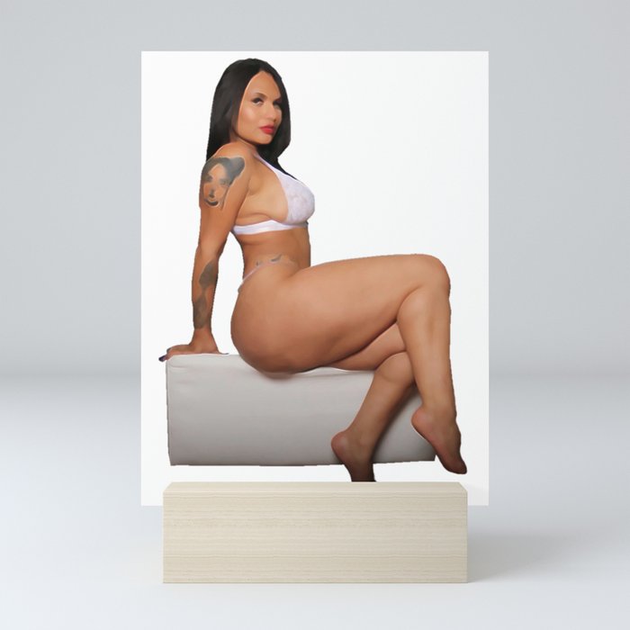 Naked woman, erotica, curvy female body water colour artwork Mini Art Print
