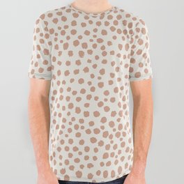 Dots Handrawn - Rose Tan on Alabaster White All Over Graphic Tee