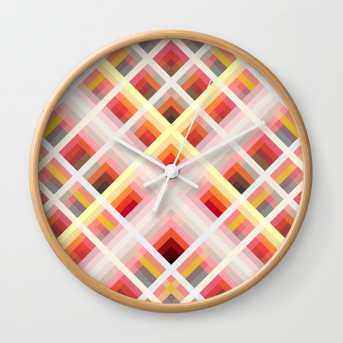Multicolored Retro Grid Roc Wall Clock