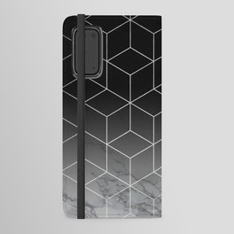 Silver Geometric Cubes Trendy White Grey Marble Android Wallet Case