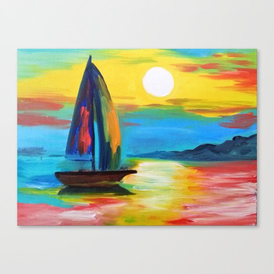 Sailboat at dawn Canvas Print