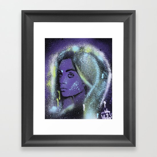 Mila Kunis Stencil Portrait Spray Paint Art Framed Art Print