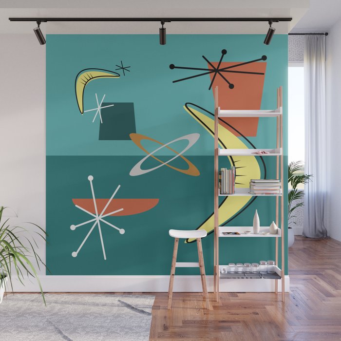 Turquoise Atomic Era E Age Wall Mural By Zennykenny Society6 Turquoise Atomic Era E Age Wall