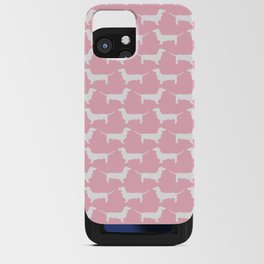 Pink Dachshund Silhouette Pattern iPhone Card Case